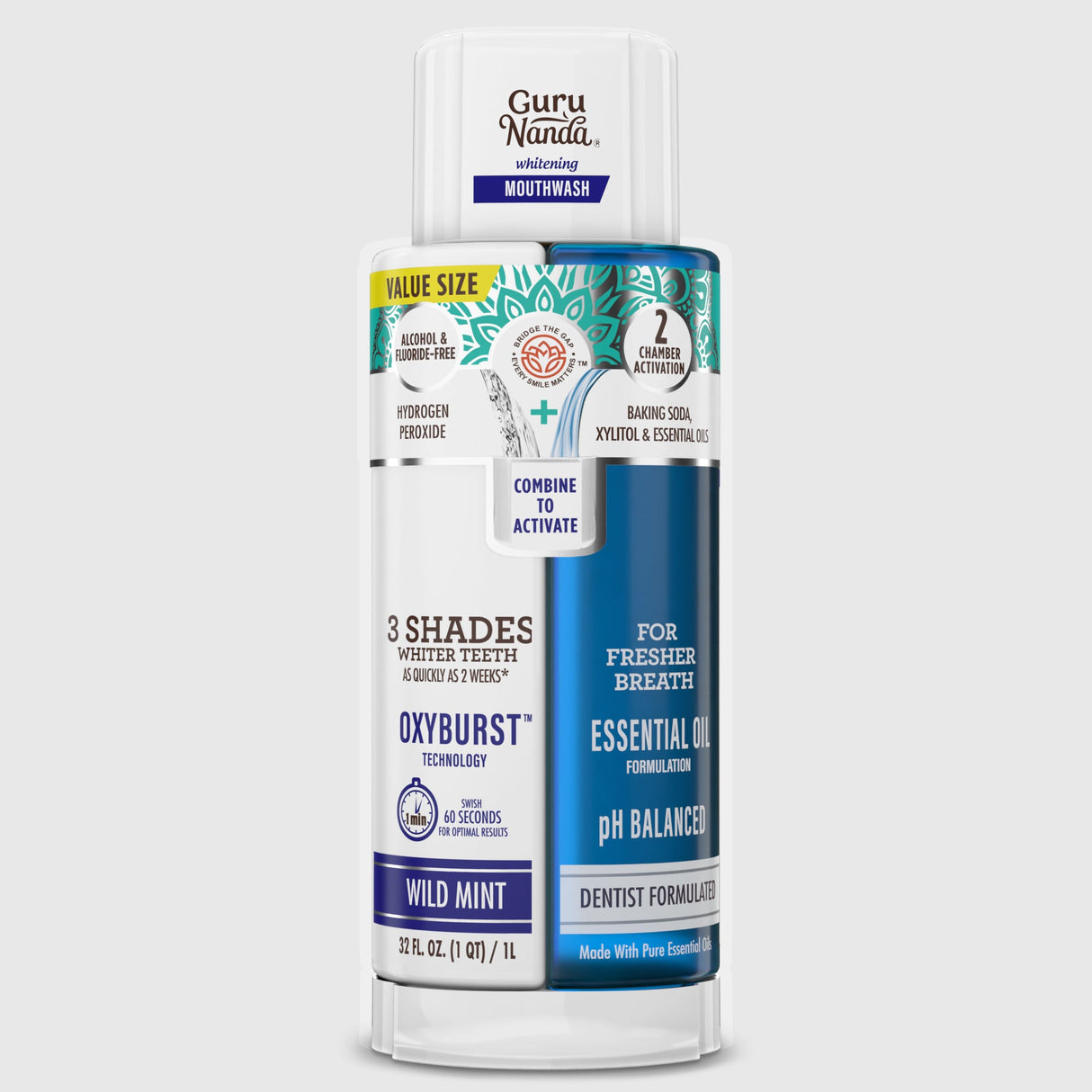Dual Barrel Oxyburst Whitening Mouthwash, Wild Mint
