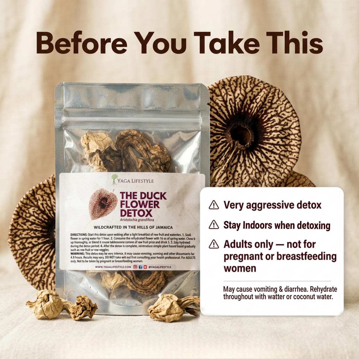 Yaga Lifestyle Duck Flower Detox - Flor de Pato, Palo Guaco, Dr Sebi Approved Alkaline Herbal Cleanse