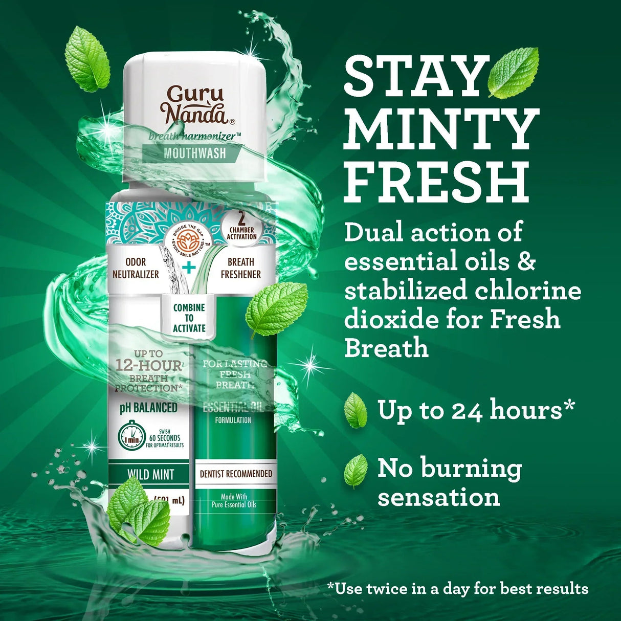 Dual Barrel Breath Harmonizer Mouthwash, Wild Mint