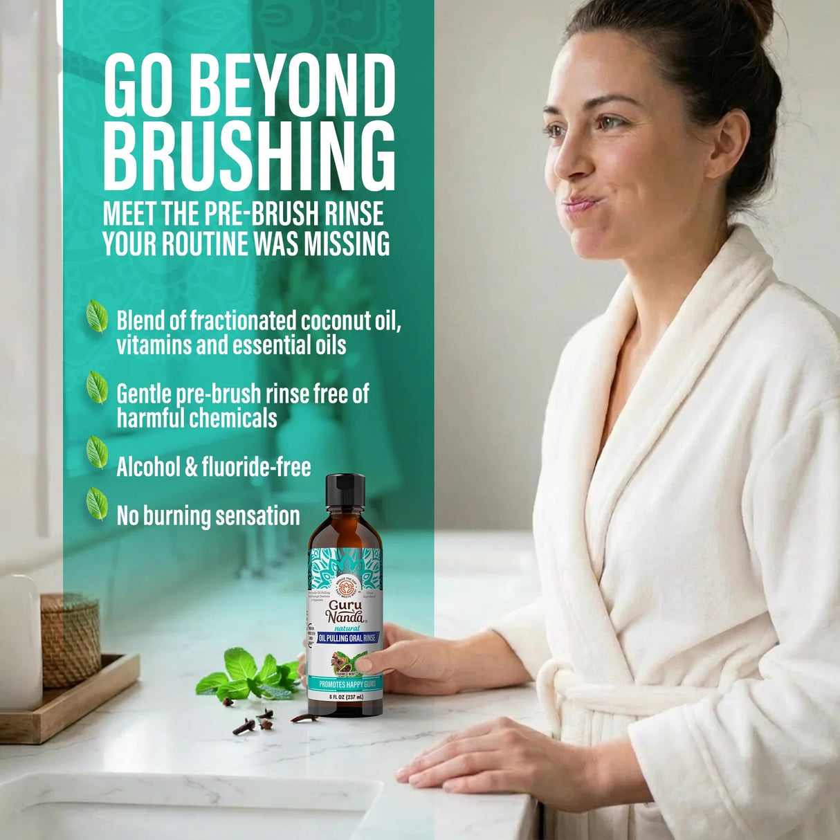 Cocomint Oil Pulling with 7 Essential Oils & Vitamins D3, E & K2