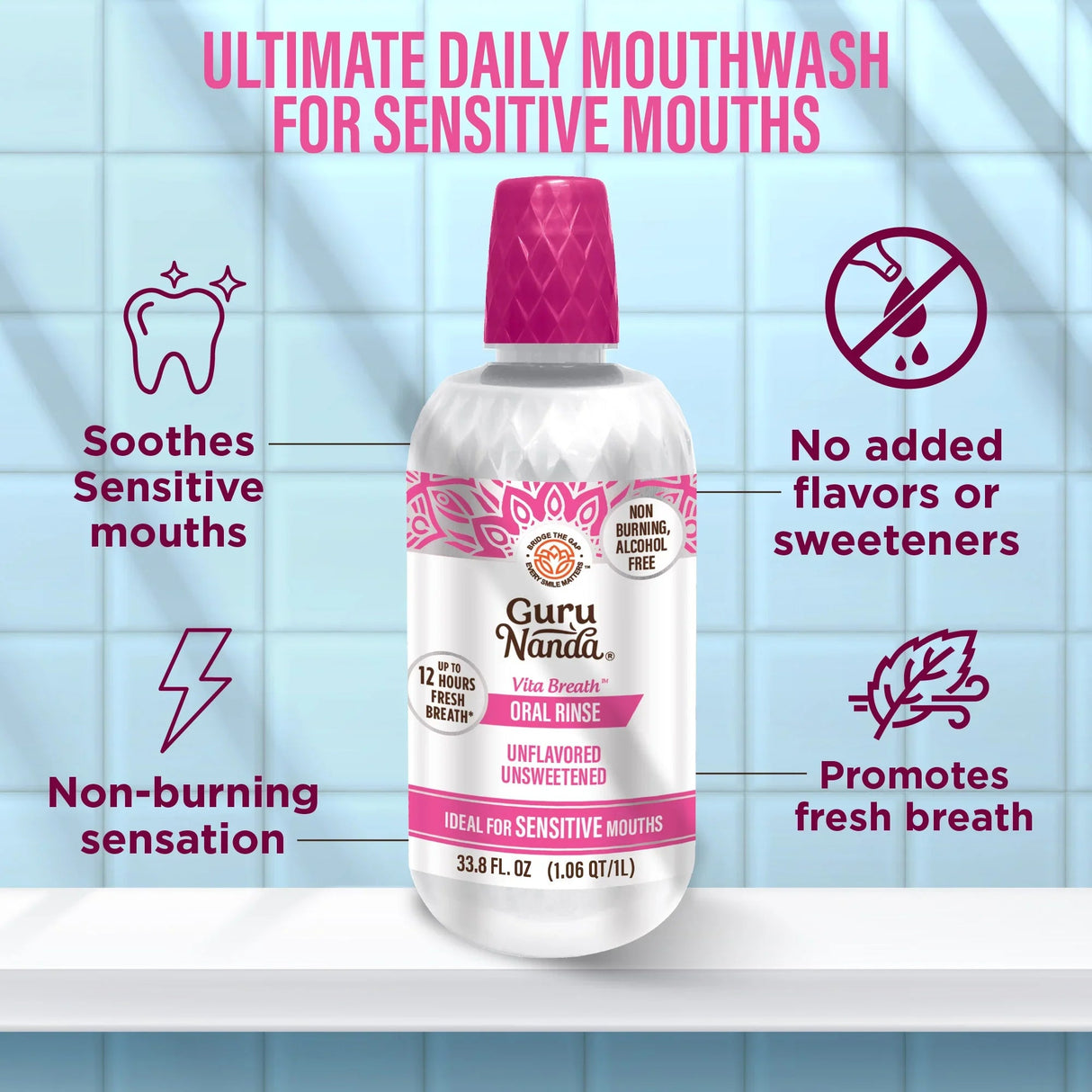 Unflavored & Unsweetened Fresh Breath Oral Rinse – 1L