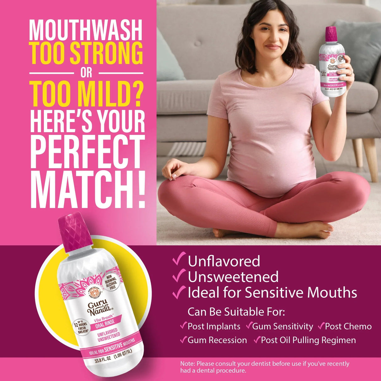 Unflavored & Unsweetened Fresh Breath Oral Rinse – 1L