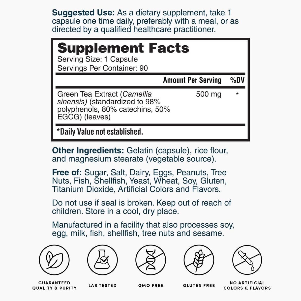 Nature's Lab Green Tea Extract 500 mg - 90 Capsules