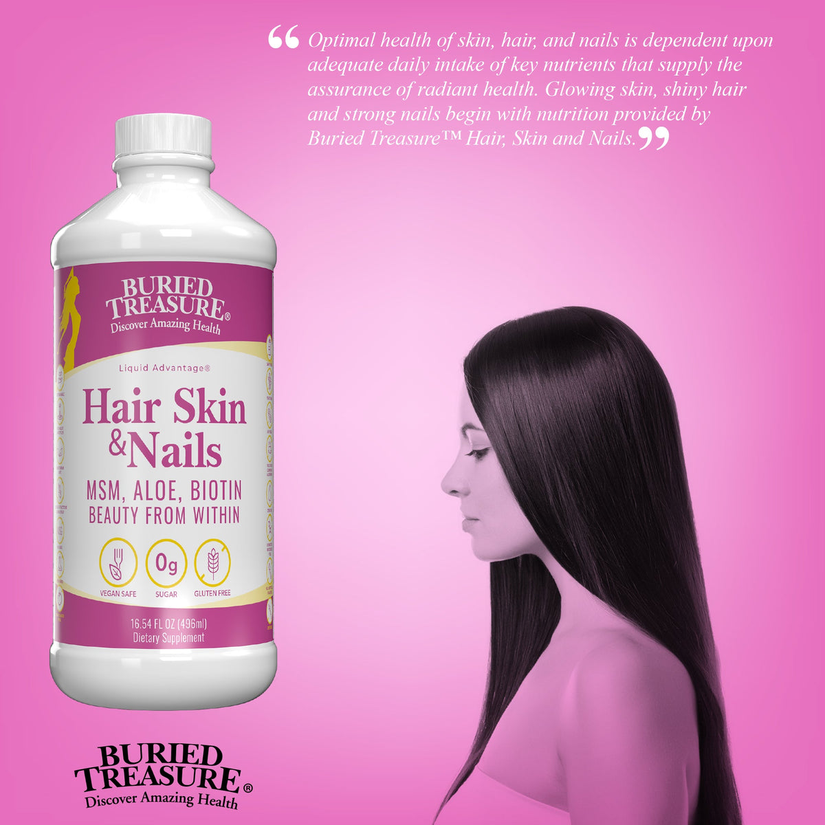 Hair, Skin & Nails– Nutritional Supplement for Daily Wellness, 16.54 fl oz