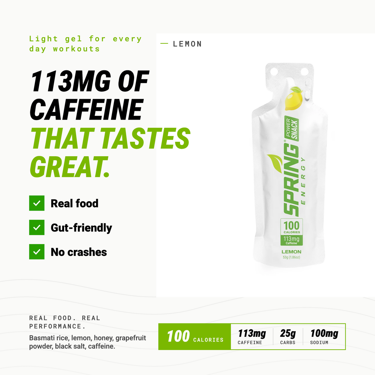 Spring Energy Lemon Power Snack with 113 mg of Caffeine 100 Kcal