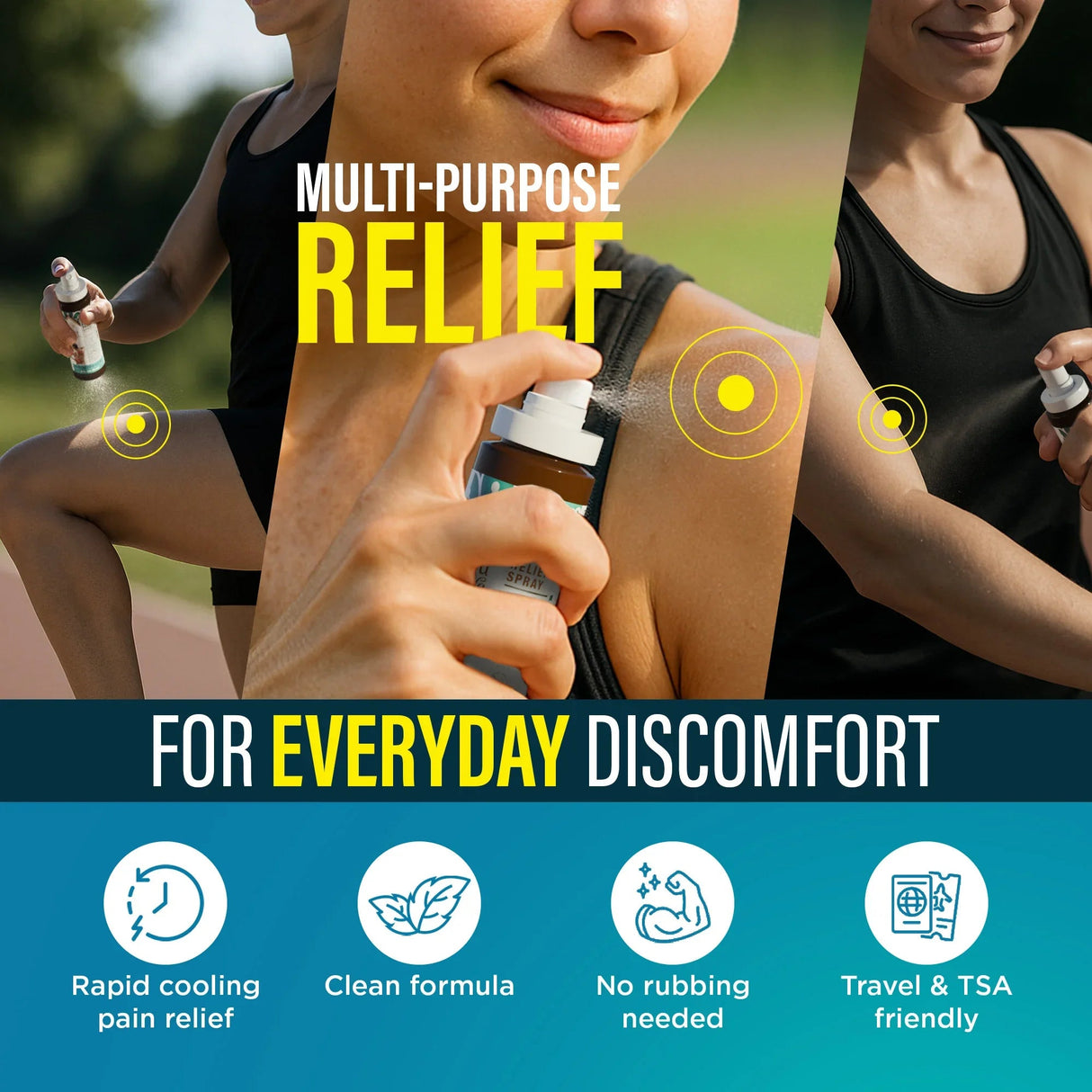 Menthol with Magnesium Spray for Pain Relief - Pack of 3