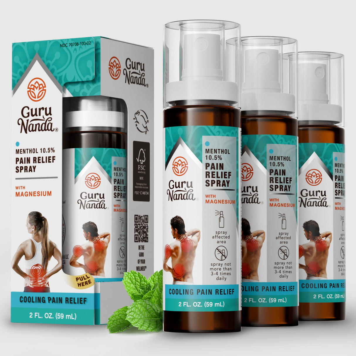 Menthol with Magnesium Spray for Pain Relief - Pack of 3