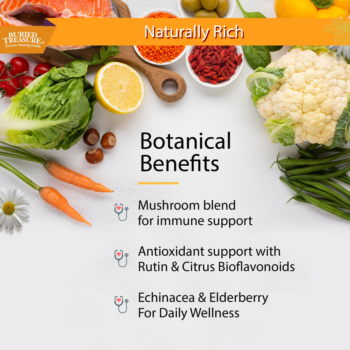 Buried Treasure Liquid Nutrients® Adult Daily Immune Wellness – Liquid Supplement with Vitamin C and Antioxidants