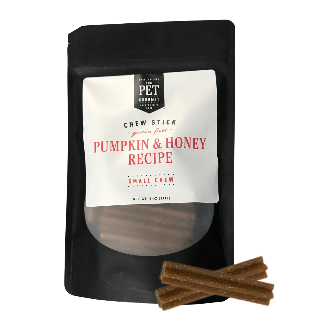 Small Pumpkin & Honey Gourmet Chew Sticks – 4 oz Bag
