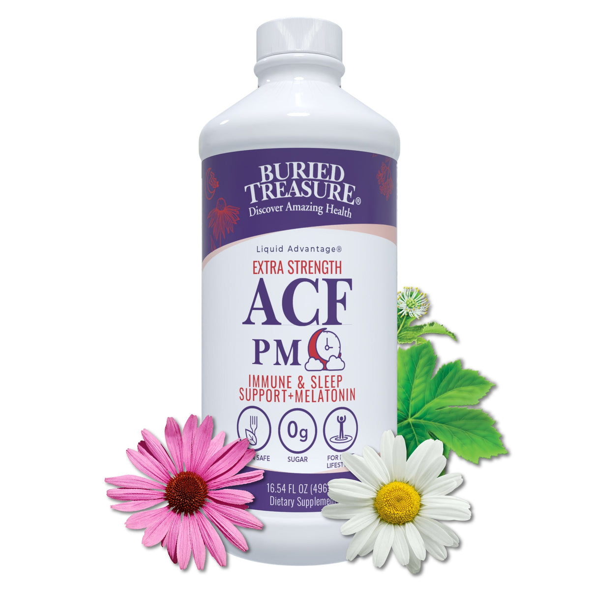 Buried Treasure Liquid Nutrients® ACF PM Extra Strength – Liquid Sleep Support Supplement with Melatonin & Botanicals