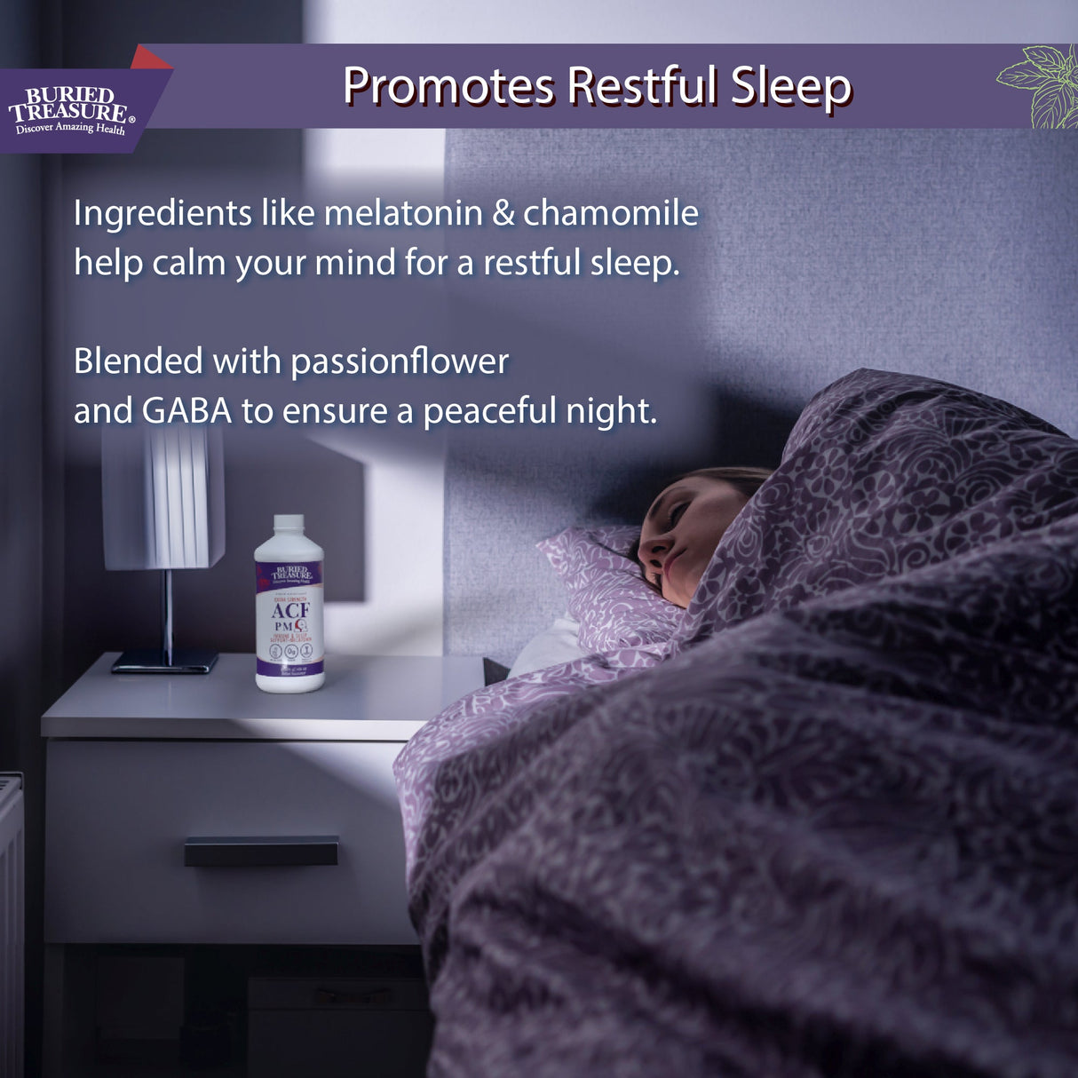 Buried Treasure Liquid Nutrients® ACF PM Extra Strength – Liquid Sleep Support Supplement with Melatonin & Botanicals
