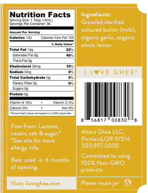 Ahara Rasa Grass-Fed Lemon & Garlic Ghee | Ahara Rasa