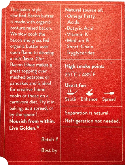 Ahara Rasa Grass-Fed Bacon Ghee | Ahara Rasa