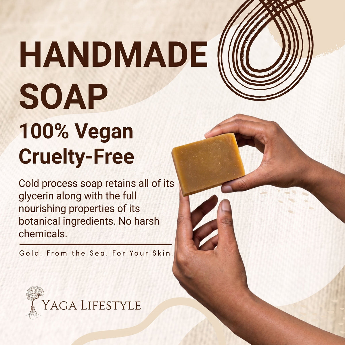 Yaga Lifestyle Gold Sea Moss Soap (Handmade, Vegan) With Wildcrafted Jamaican Gold Sea Moss