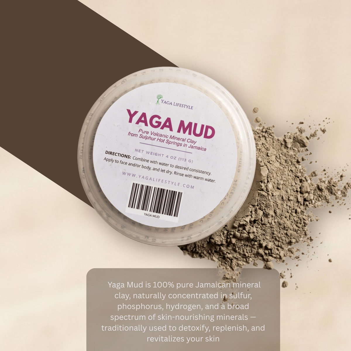 Yaga Mud | Volcanic Mineral Clay Mask for Face and Body | 4 oz
