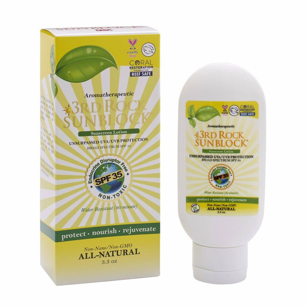 3rd Rock SunblockĀ® Sunscreen Lotion - Aromatherapeutic - Zinc Oxide 35 SPF