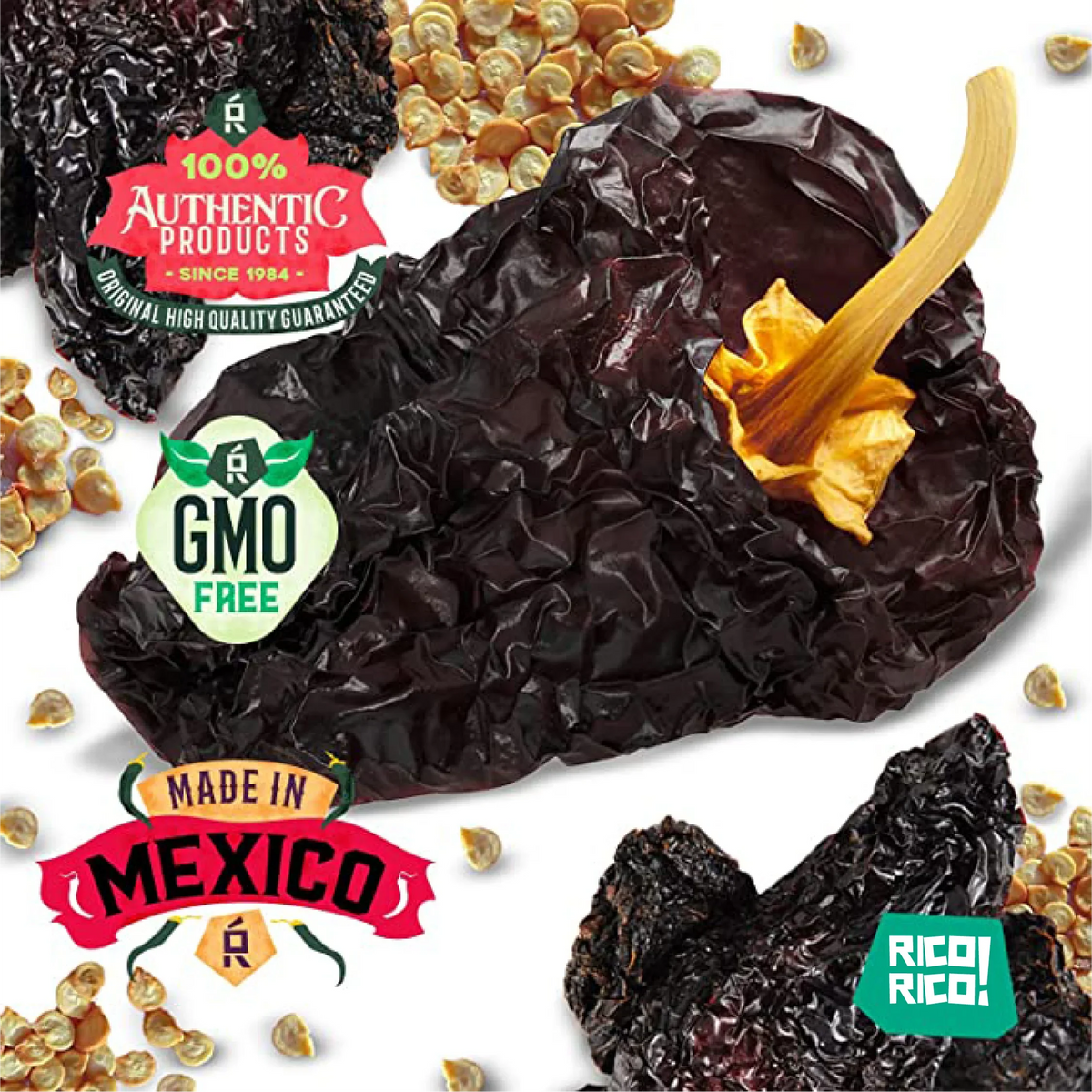 Dried Mexican Chiles 3-Pack โ Ancho, Guajillo & Arbol Peppers