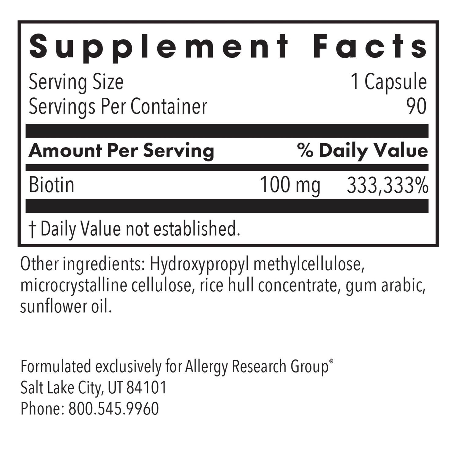 HiBiotin 90Veggie Caps