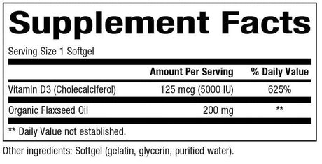 Vitamin D3 125 MCG 180Softgels