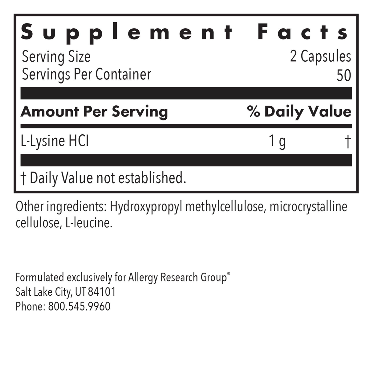 L-Lysine 100Veggie Caps