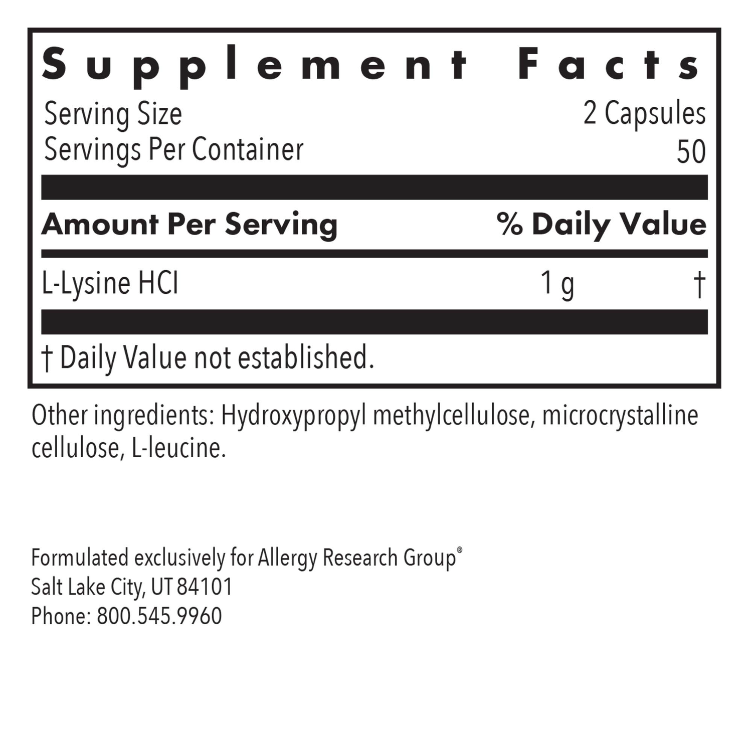 L-Lysine 100Veggie Caps