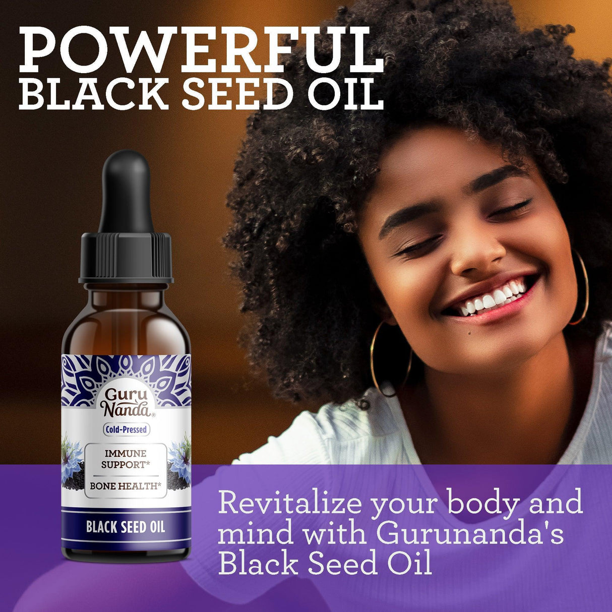 Natural Cold Pressed Black Seed Oil With Vitamin D3, K2, & E