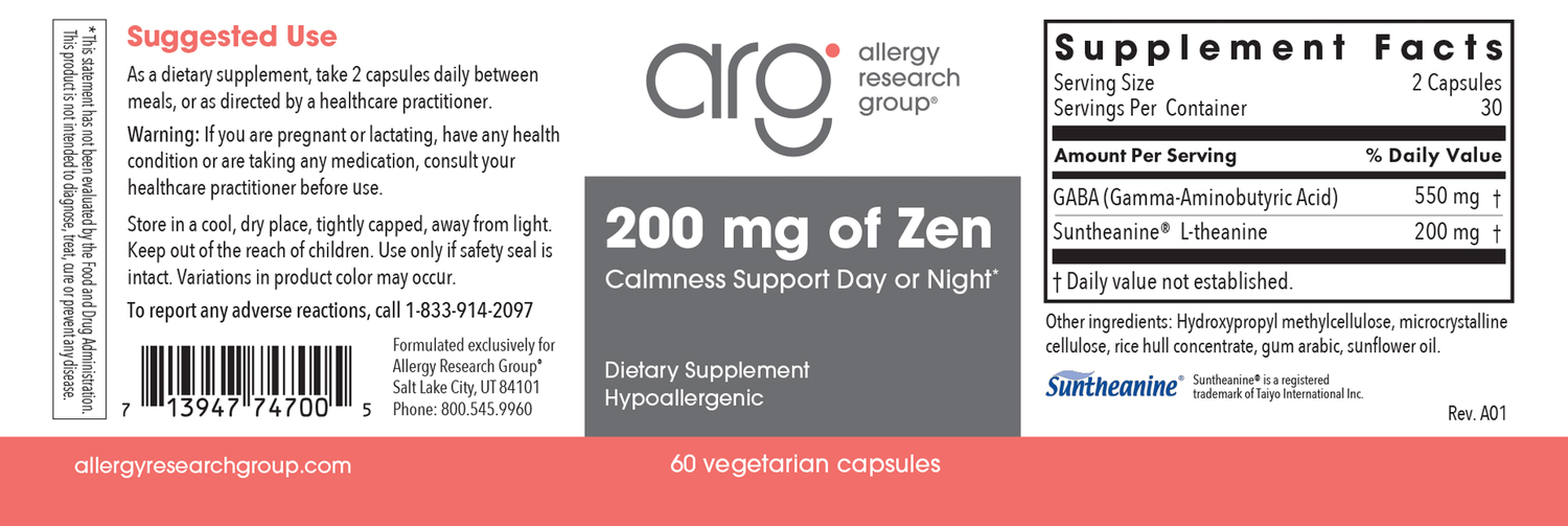 200 Mg Of Zen 200 MG 60Veggie Caps