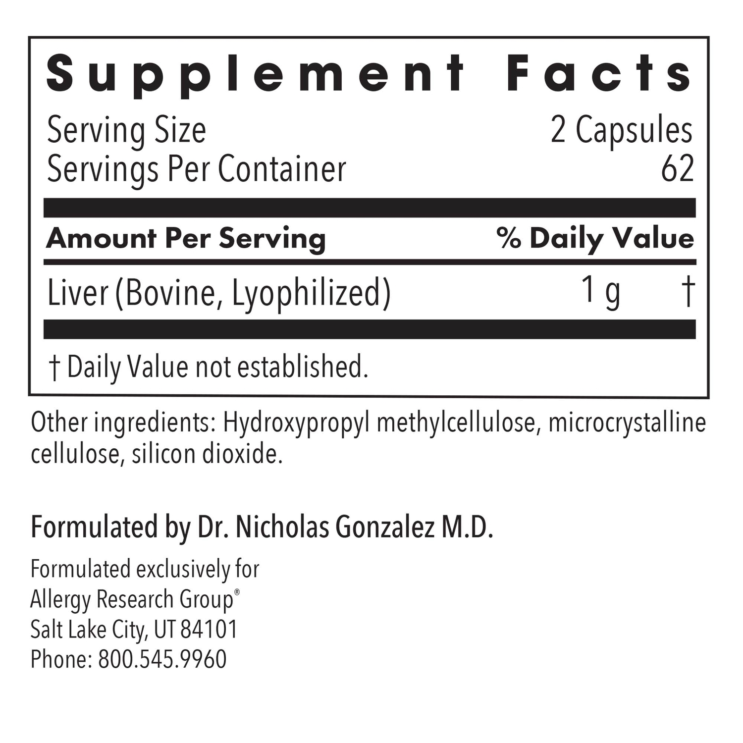 Liver Beef Glandular 125Veggie Caps