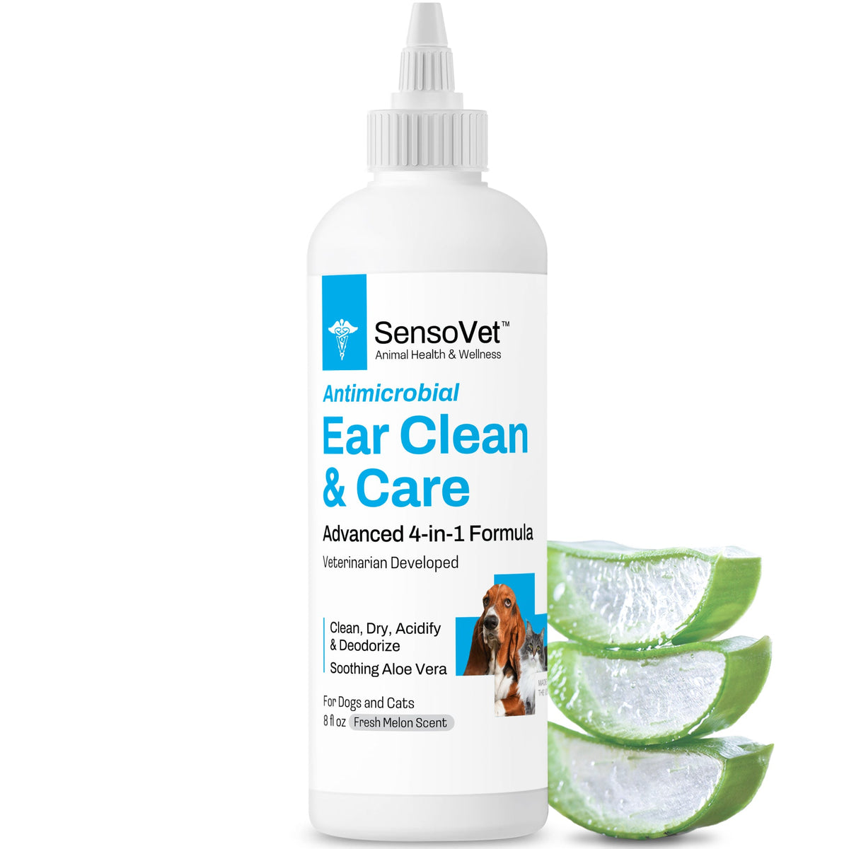 SensoVet Antimicrobial Ear Clean & Care Solution for Dogs & Cats - 8oz