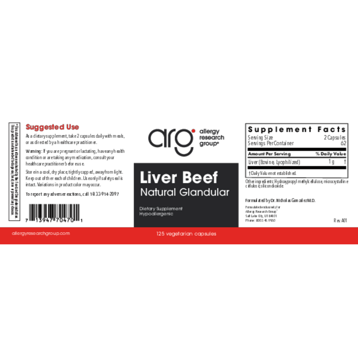 Liver Beef Glandular 125Veggie Caps