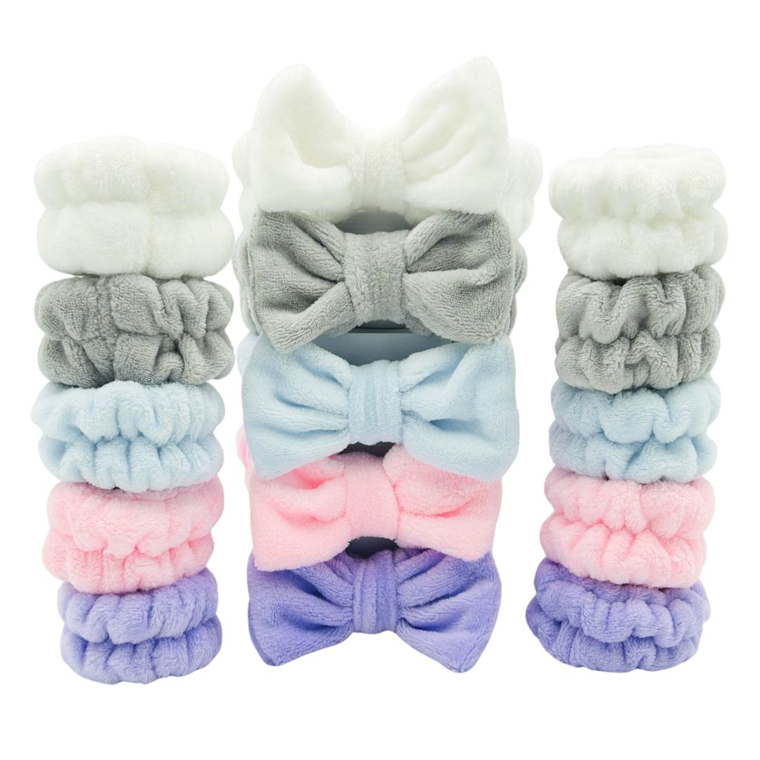 Headband with Bow and Wristbands Combo Set in Logo Bag