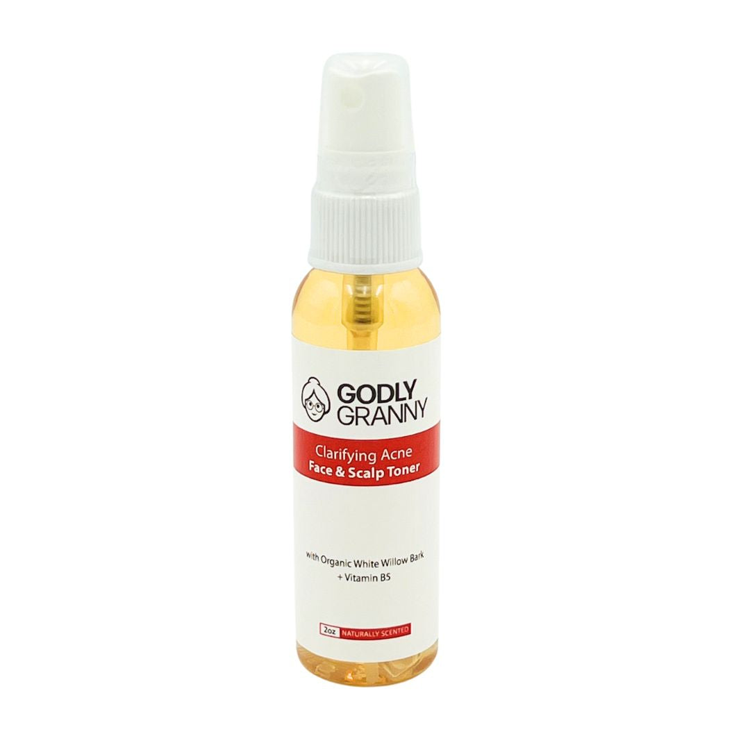 Clarifying Acne Face & Scalp Toner with Organic White Willow Bark + Vitamin B5 (Naturally Scented)