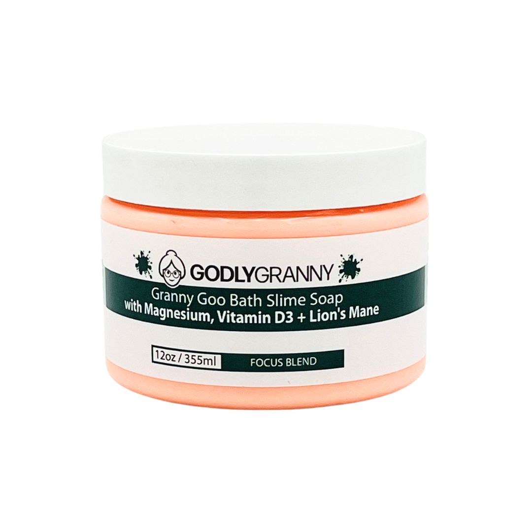 Granny Goo Bath Slime Soap with Magnesium, Vitamin D3 + Lion’s Mane (Focus Blend)