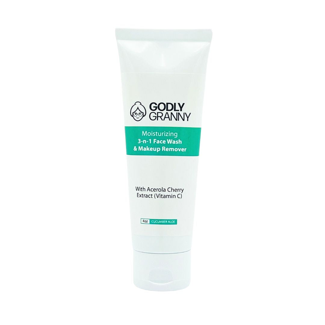 Moisturizing 3-n-1 Face Wash, Makeup Remover, Moisturizer with Acerola Cherry Extract (Vitamin C)