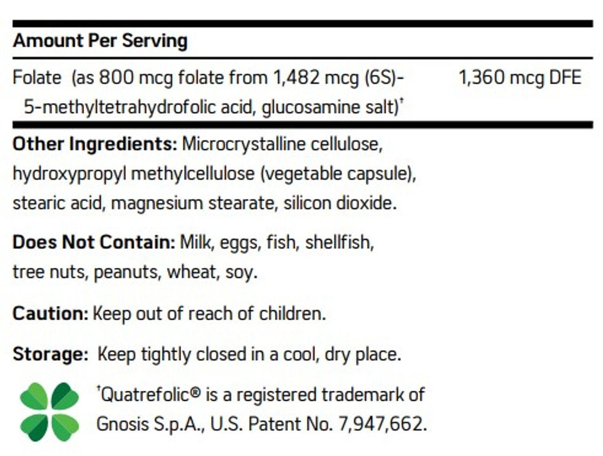 Methyl Folate 5-MTHF Veggie Caps