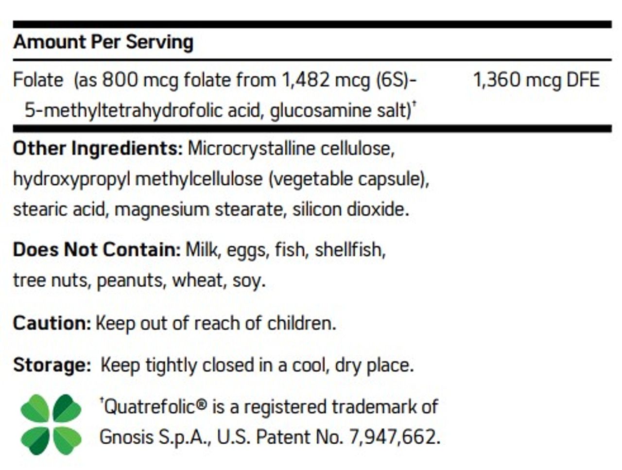 Methyl Folate 5-MTHF Veggie Caps