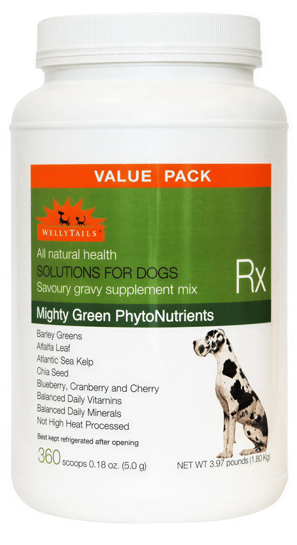 WellyTails Mighty Green Phytonutrients Vitamins & Minerals for Dogs
