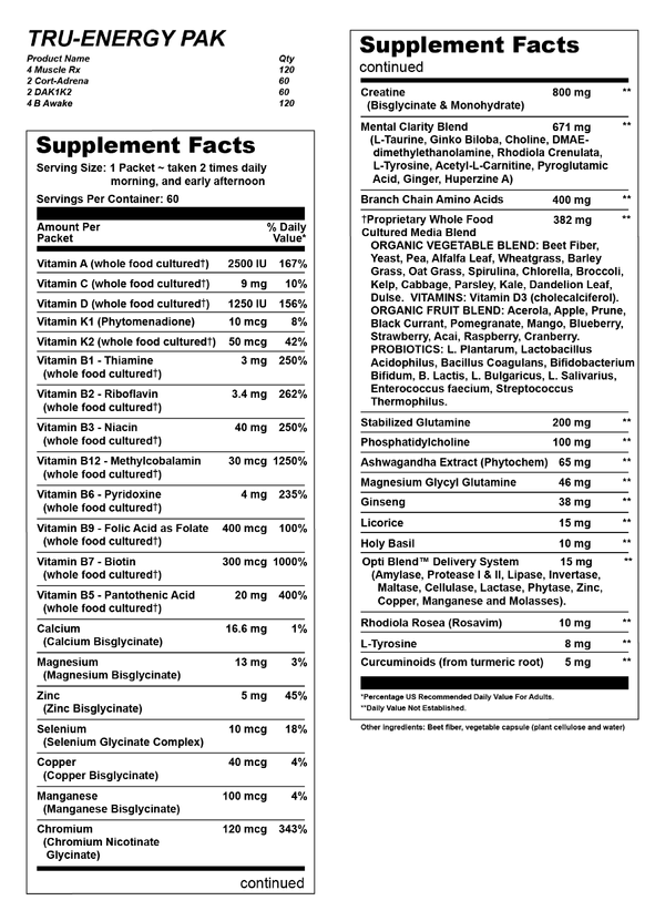 Tru-Energy Pak 60 Health Packs