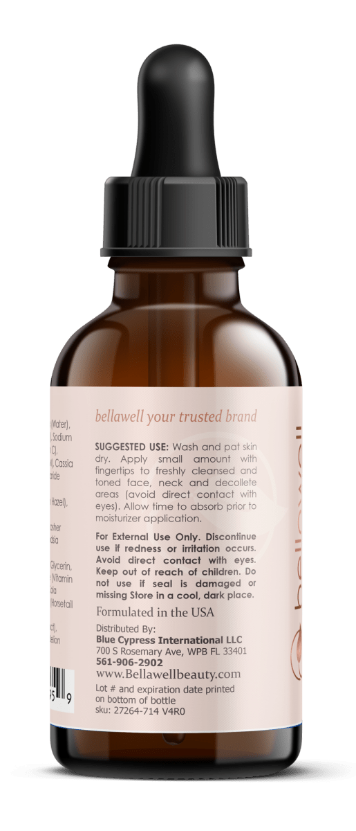 Vitamin C Serum for Face With Hyaluronic Acid, Vitamin E, Aloe Vera, and Jojoba oil 2 fl oz by Bellawell