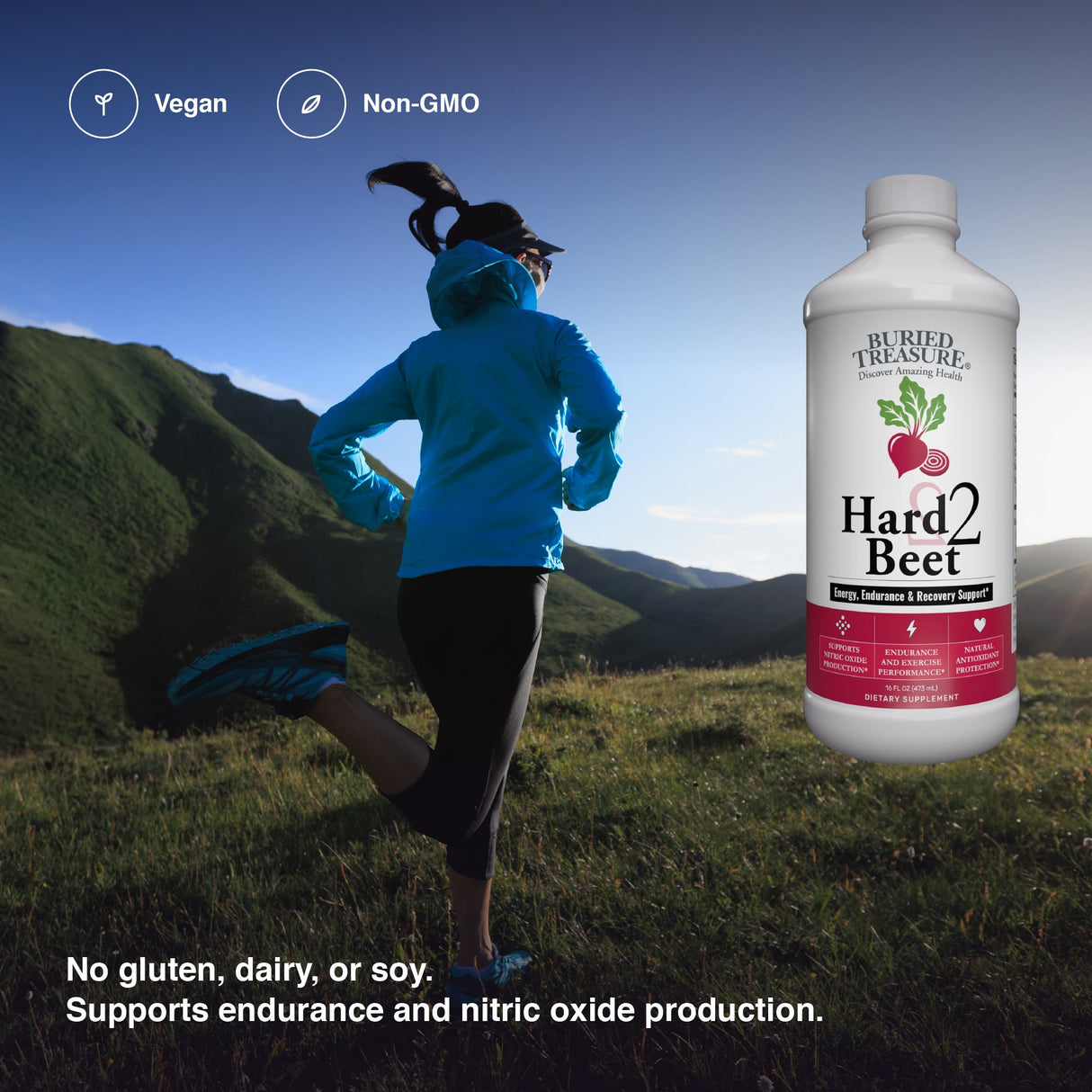 Buried Treasure Hard 2 Beet, 15:1 Concentrated Beetroot Juice Dietary Supplement, 16 oz, 48 Liquid Servings