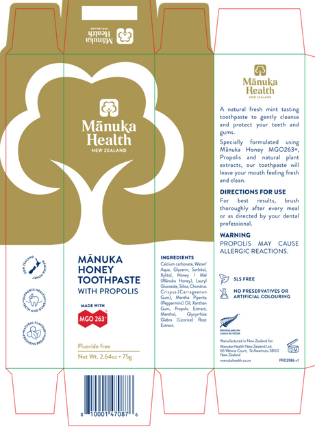 Manuka Honey Toothpaste with Propolis MGO 263