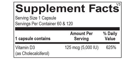 Vitamin D 5000 IU 5000 IU 60 Capsules