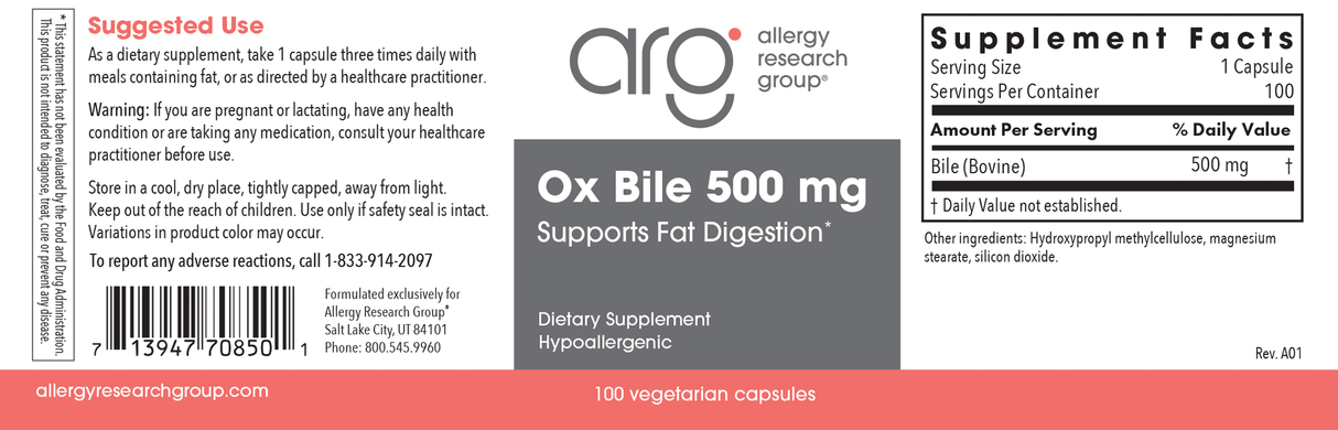 Ox Bile 100 Veggie Caps
