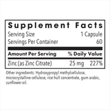 Zinc Citrate 25 MG 60 Veggie Caps