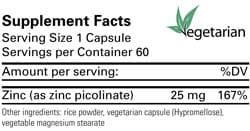 Zinc Picolinate 25 MG 60 Veggie Caps