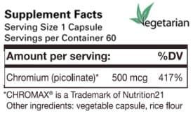 Chromium Picolinate 500 MCG 60 Veggie Caps