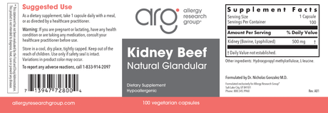 Kidney Beef Natural Glandular 100Veggie Caps