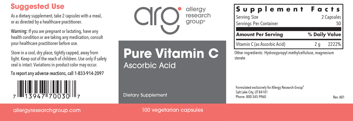 Pure Vitamin C - Corn Source 100 Veggie Caps