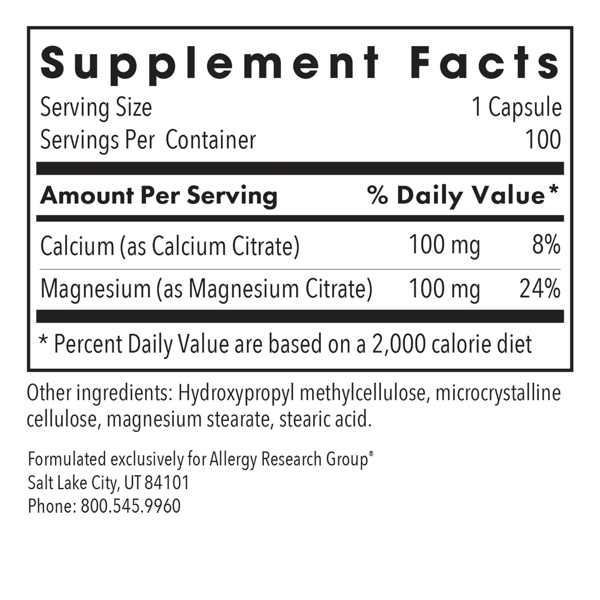 Calcium Magnesium Citrate 100 caps