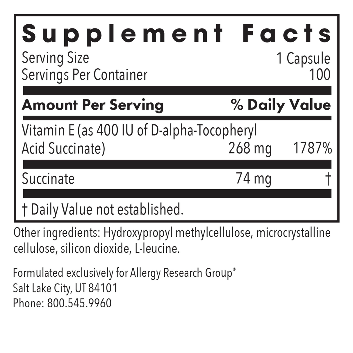 Vitamin E Succinate 100Veggie Caps